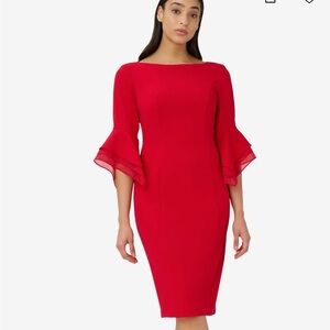 Adrianna Papell Red Long Sleeve Dress